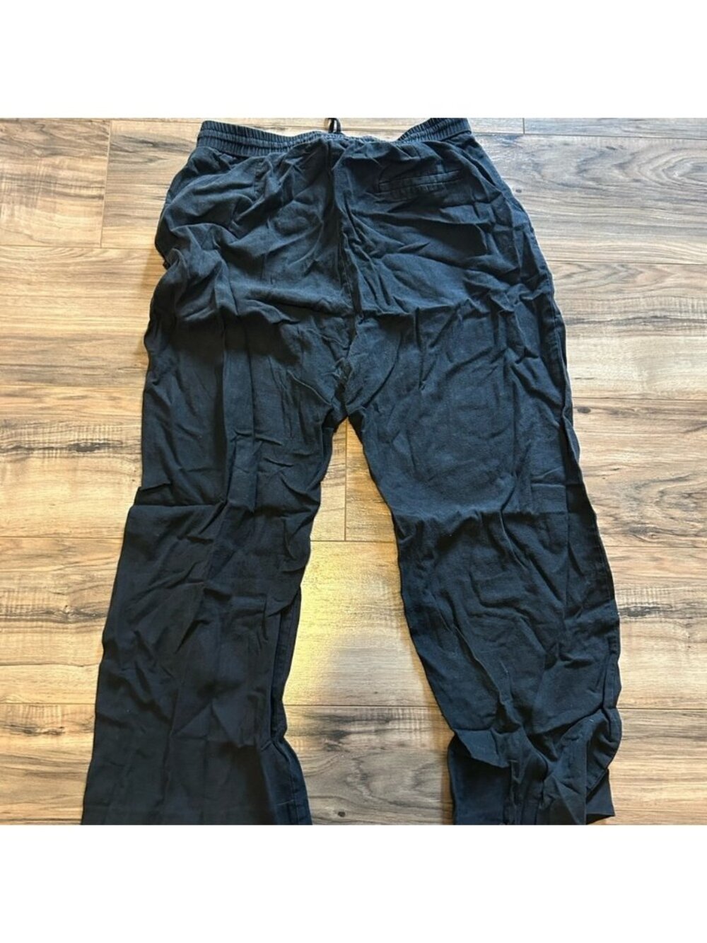 Black Joggers with Elastic Waistband and Drawstring - Picture 3 of 3